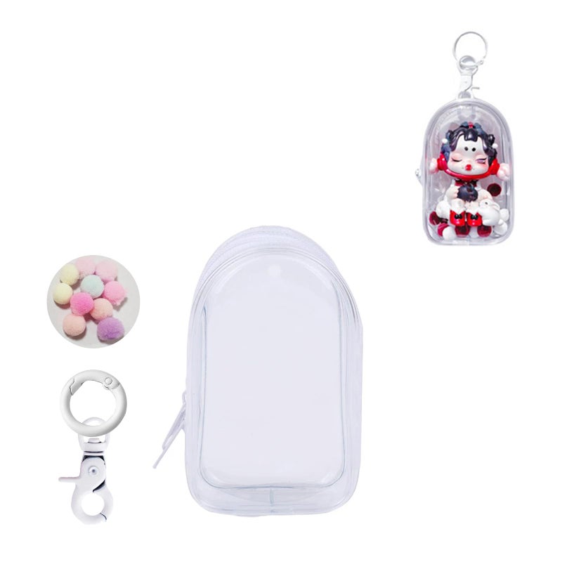 Yushen Clear Doll Display Bag Keychain Portable Hanging Figure Storage BagMystery Box Organizer Dustproof Collectibles Display Case for Showing Off Blind Boxes Mini Figures - Image 1